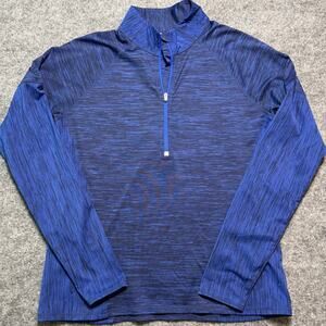 Athleta Blue Space Dye Quarter Zip Pullover Women’s Large